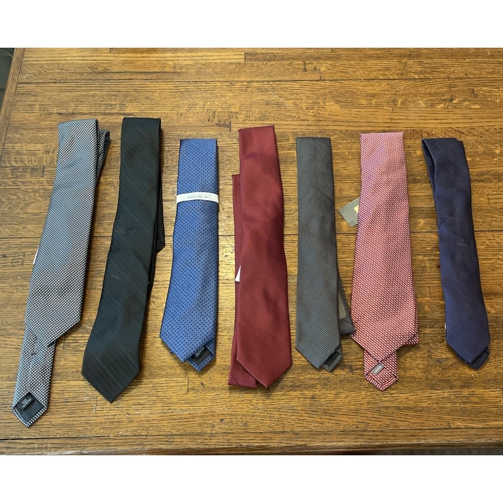 7 Calvin Klein Hugo Boss Perry Ellis Tie Lot Silk Cotton New Mens Designer